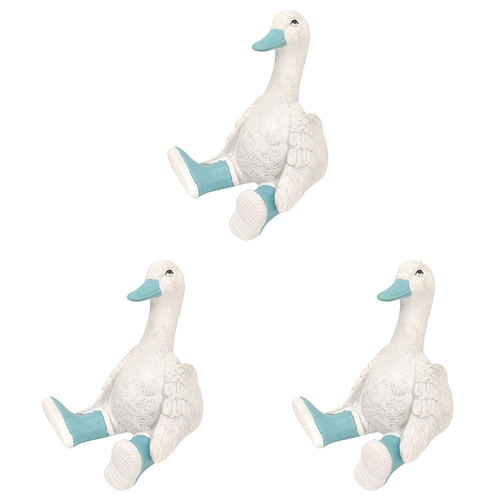 3PK Urban Sitting Duck in Boots Ornament Blue 13cm Decorative Decor