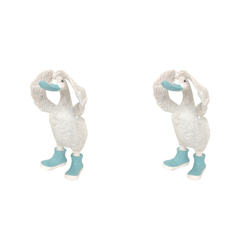 2PK Urban Hiding Duck in Boots Ornament Blue 22cm Decorative Decor