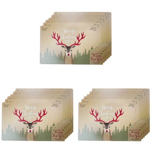 3x 12pc Urban Reindeer Placemats and Coasters Brown Kitchen Decor Tableware