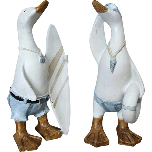 2pc LVD Surfing Ducks Decorative Home Decor Ornament Statue 8x17.5cm