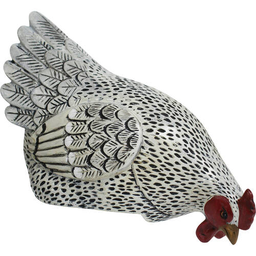 LVD Resin Hen Sitting Home/Garden Decor 27cm - White