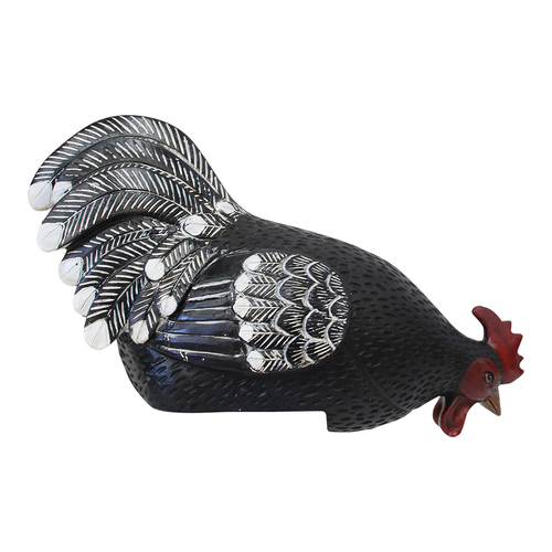 LVD Resin 31cm Sitting Hen Ornament Home Decor - Black