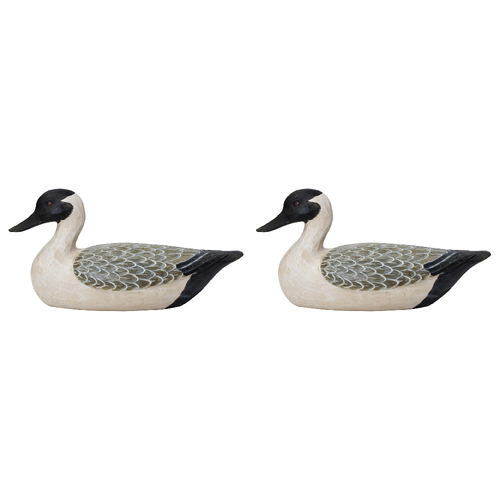 2PK LVD Resin Seated Duck Sculpture Home/Office Decor 31cm