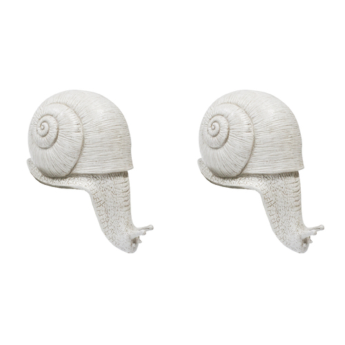 2PK LVD Resin Snail Ledge Sculpture Home Decor 15x18cm - White