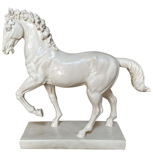 LVD Resin Horse Sculpture Tabletop Home Decor 43x38cm - White