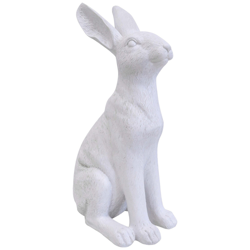 LVD Polyresin Sculpture Sitting Hare Aged Home/Office Decor White Medium