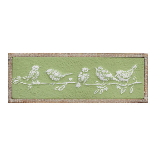 LVD Metal 85x30cm Wall Hanging Art Decor Birds Decorative Home Display Green