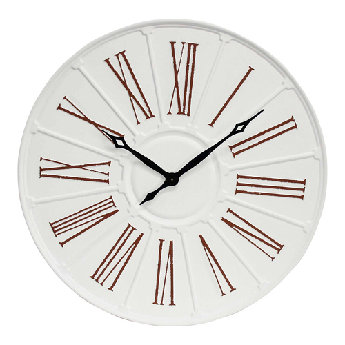 LVD Clifton Metal 88.5cm Wall Clock Round Analogue Hanging Decor - Rust