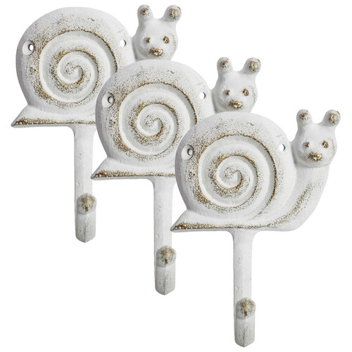 2PK LVD Snail Hook Metal 13.5cm Wall Hanging Decor Organiser - White