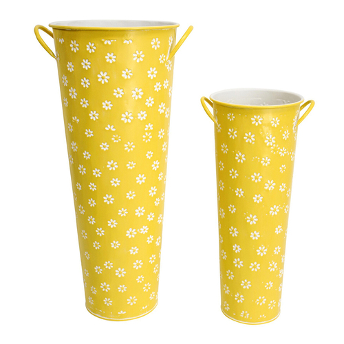 LVD 2pc Daisy Citron 46/59.5cm Metal Tub Home Display - Yellow