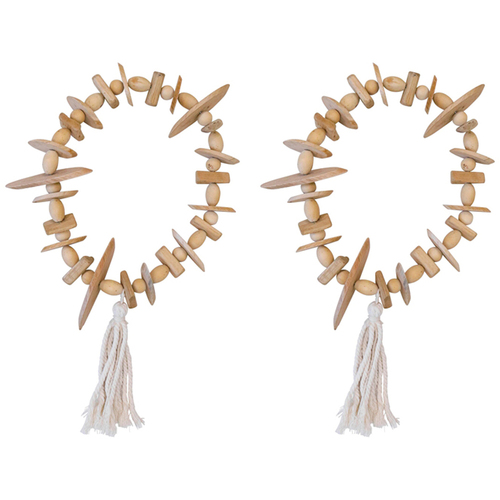 2PK LVD Wood/Jute Driftwood Ring w/ Tassel Home Decor 30x48cm - Natural