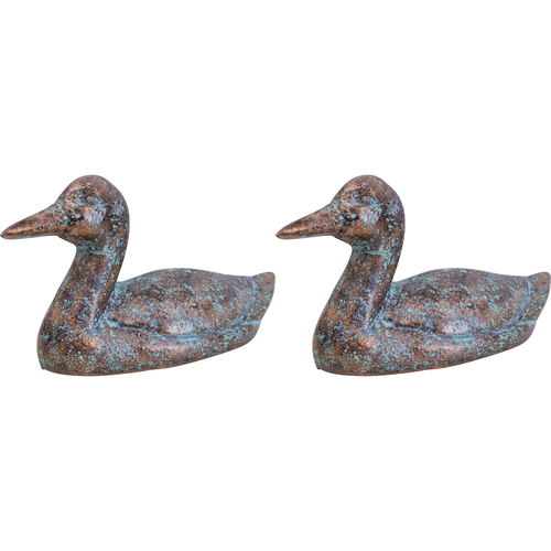 2PK LVD Iron Sitting Duck Sculpture Garden Decor 14.5x8.5cm