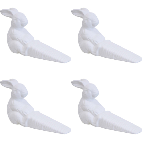 4PK LVD Iron Doorstop Rabbit Home/Room Floor Decor 15.5x9cm - White