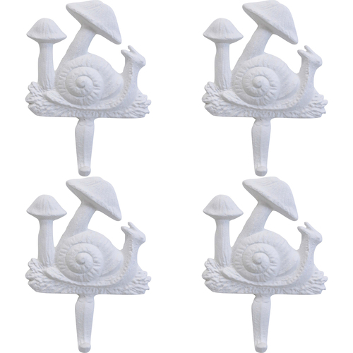 4PK LVD Toadstool Single Hanging Iron Hooks Home Decor - White