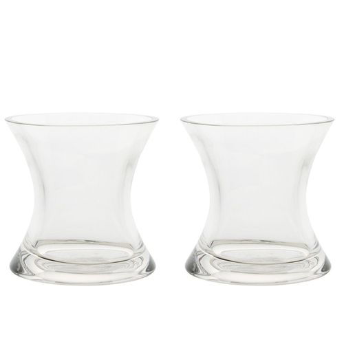 2PK Belle Sali Glass Flower Vase Round Decor 14cm - Clear