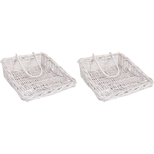 2PK LVD Willow Napkin Holder Tabletop Decor 21cm - White Wicker