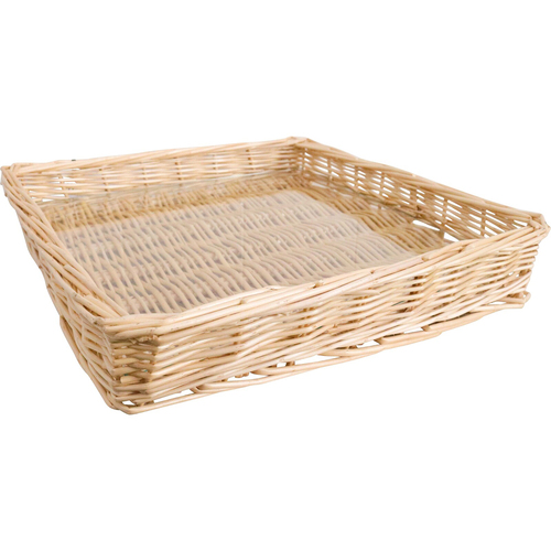 LVD Wicker Willow Basket Tray Square w/ Glass 36x36cm - Natural