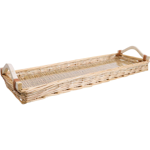 LVD Tray Charcuterie Wicker w/ Handle Rect 20x60cm Willow/Glass - Natural