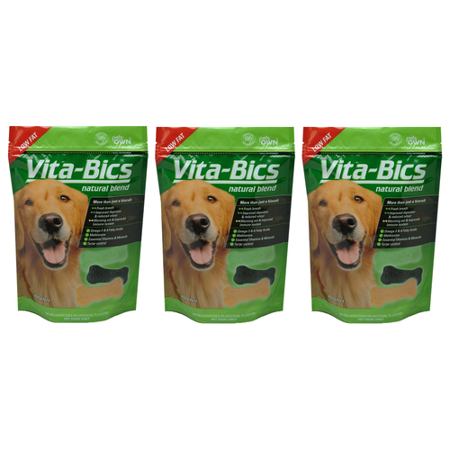 3PK Pets Own Low Fat Vita Bics Natural Blend Dog Biscuit Treats 400g