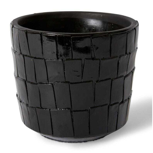 E Style Peyton 18cm Cement Plant Pot Decor Round - Black