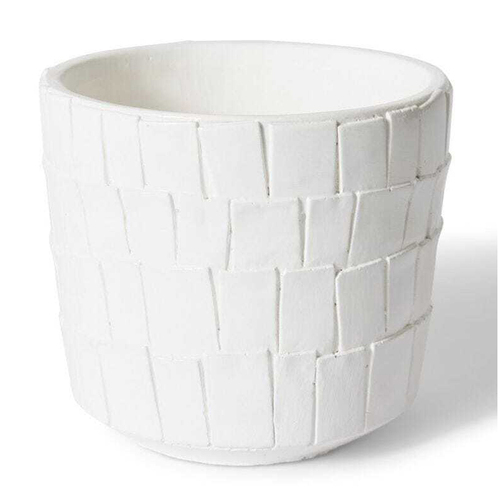 E Style Peyton 18cm Cement Plant Pot Decor Round - White