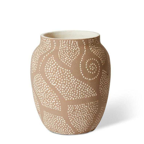 E Style Kamila 26cm Cement Plant Pot Decor Round - Brown