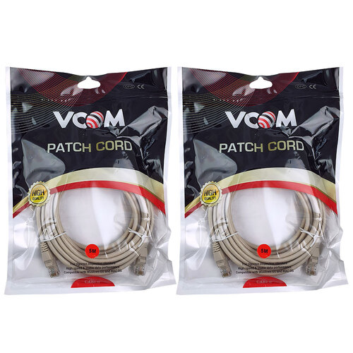 2PK V-Com Utp Cat5E Ethernet Cable - Grey 5M