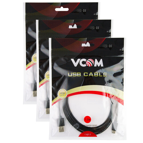 3PK V-Com USB 2.0 To Micro-USB Lead 1.5M