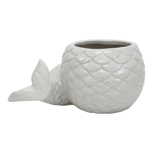 LVD Mermaid Tail Ceramic 15cm Planter Pot Decor Medium - White