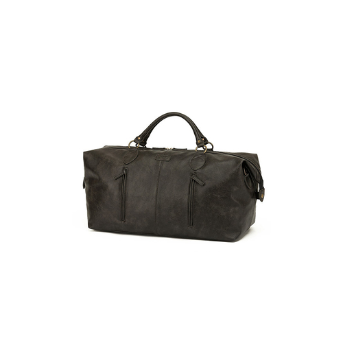 Vegan Leather Outdoor Travel Duffle Luggage Bag- Ash Black