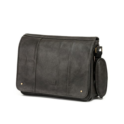 Tosca Vegan Leather 13" Laptop Messenger Bag - Ash Black