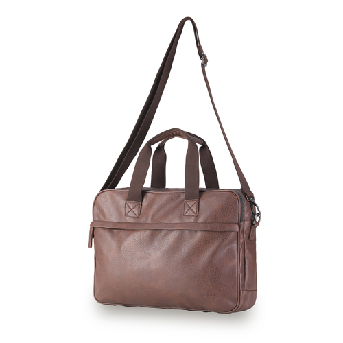 Tosca Vegan Leather Briefcase Adjustable Strap - Chocolate