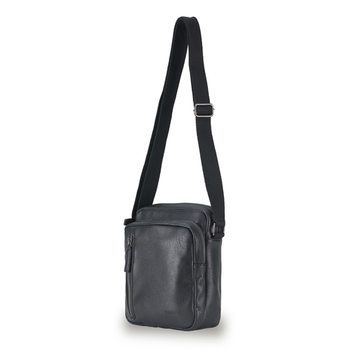 Tosca Vegan Leather Mens Shoulder Bag 25x6cm - Black