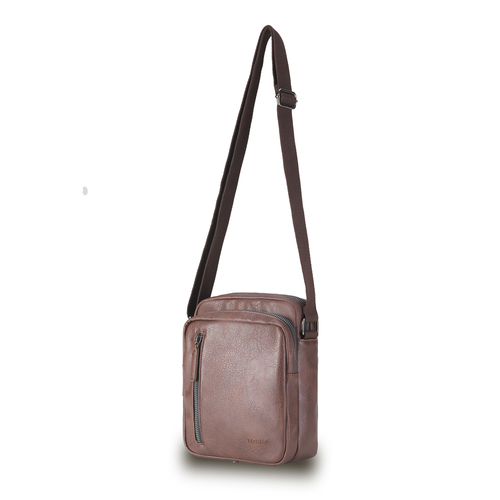 Tosca Vegan Leather Mens Shoulder Bag 25x6cm - Chocolate