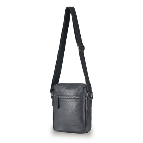 Tosca Vegan Leather Mens Shoulder Bag 25x7cm - Black