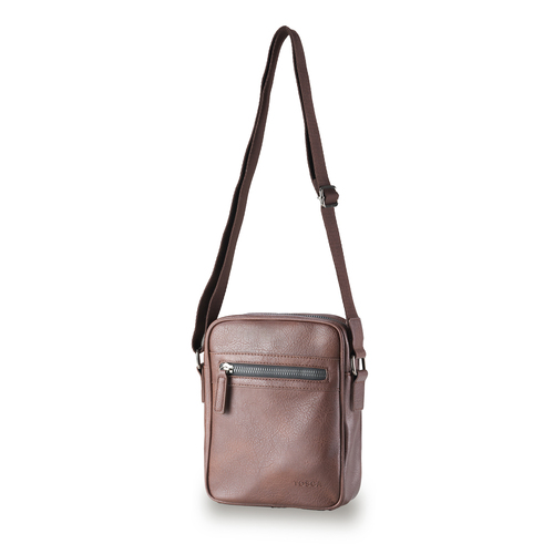 Tosca Vegan Leather Mens Shoulder Bag 25x7cm - Chocolate