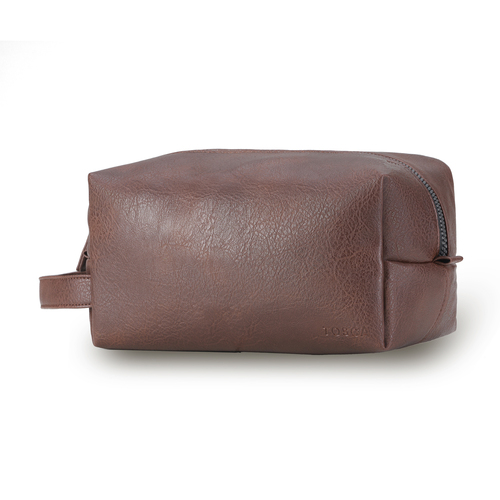 Tosca Vegan Leather Wetpack Travel Toiletries Bag - Chocolate