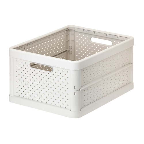 Vigar Compact 32L Plastic Foldable Crate Home/Car Basket - Sand White