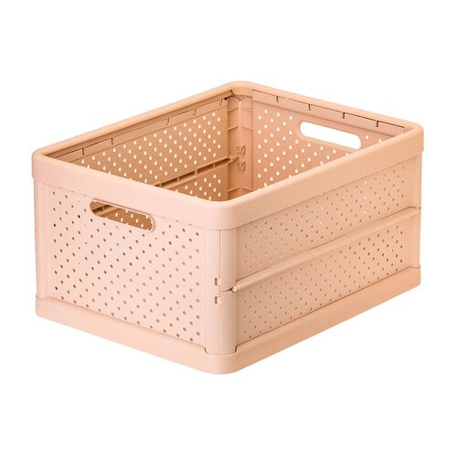 Vigar Compact 32L Plastic Foldable Crate Home/Car Basket - Peach Pink