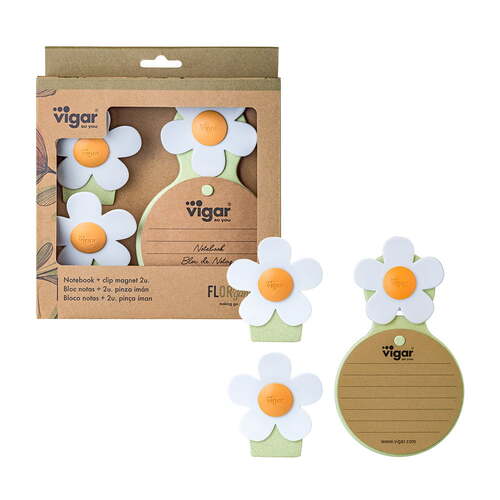 2pc Vigar Florganic Notebook w/ Suction & Magnet Clip Set