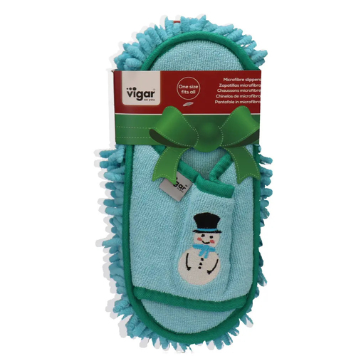 Vigar Snowman Home Cleaning Microfibre Slipper Mop Pair Blue