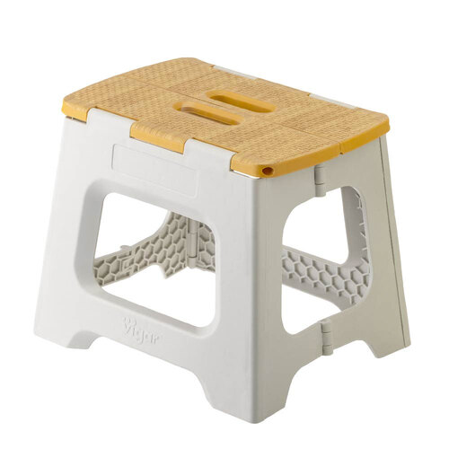 Vigar Compact Bamboo On Top Foldable Stool Grey 27cm