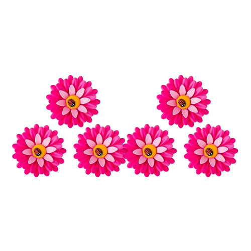 2x 3pc Vigar Flower Power Refrigerator Fridge Magnet - Pink