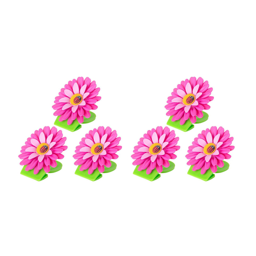 2x 3pc Vigar Flower Power 8cm Fridge Magnetic Clip - Pink