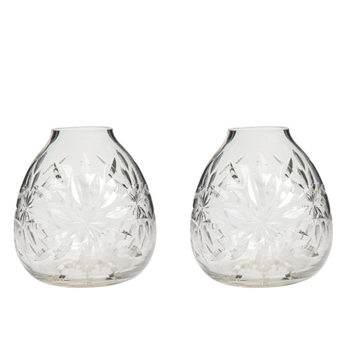 2PK Belle Celeste Bud Glass Flower Vase Decor 9cm - Clear