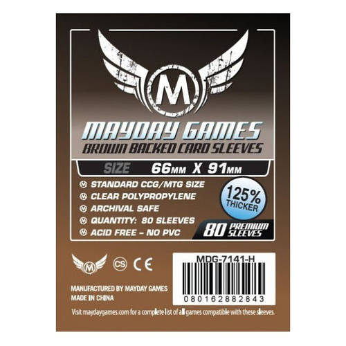 80pc Mayday 66x91mm Card Game Sleeves Brown Backed