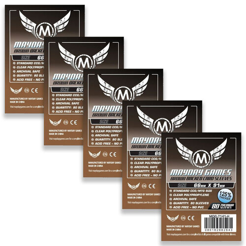 5PK 80pc Mayday 66x91mm Card Game Sleeves Brown Backed