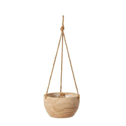 E Style Argus 60cm Paulownia Wood Hanging Plant Bowl Round - Natural