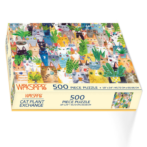 500pc WerkShoppe 45.7x61cm Cat Plant Exchange Jigsaw Puzzle w/ Inserts 13y+