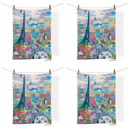 4PK WerkShoppe Cotton Kitchen Tea Towel 53.5x71cm - Paris